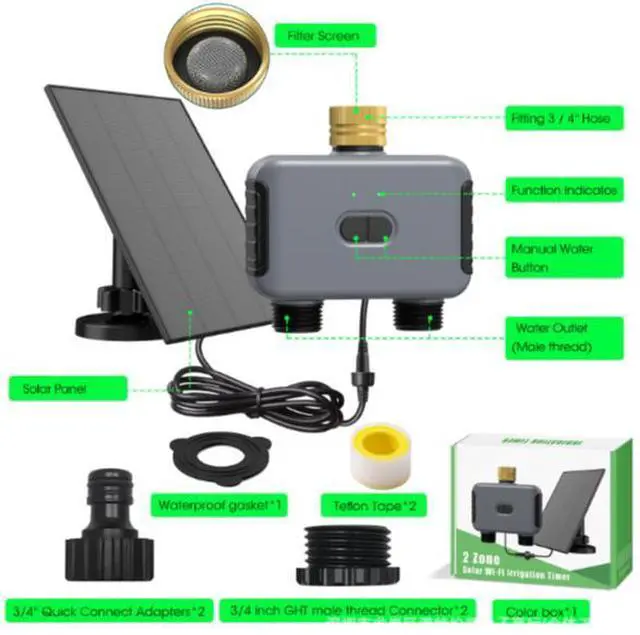 Alt view image 6 of 6 - WiFi intelligent dual-channel water valve controller - intelligent garden watering device - mobile phone timed water valve irrigation tool