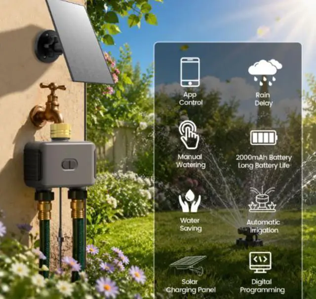 Alt view image 3 of 6 - WiFi intelligent dual-channel water valve controller - intelligent garden watering device - mobile phone timed water valve irrigation tool