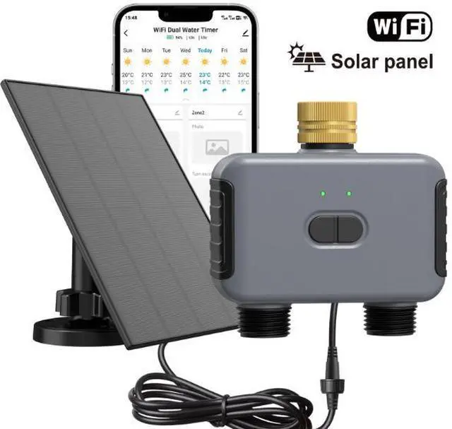 Main image of WiFi intelligent dual-channel water valve controller - intelligent garden watering device - mobile phone timed water valve irrigation tool