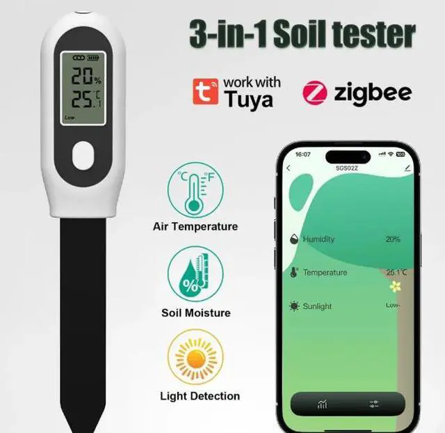 Alt view image 4 of 6 - New ZigBee three-in-one soil testing instrument for indoor potted plants, orchard planting, and soil moisture measurement