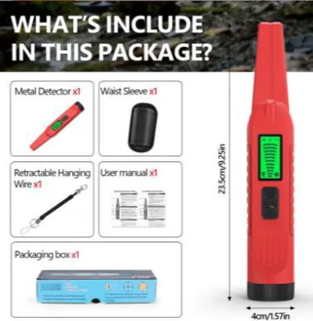 Alt view image 6 of 6 - New handheld metal detector - Metal detector with LCD display - Treasure finder detector red