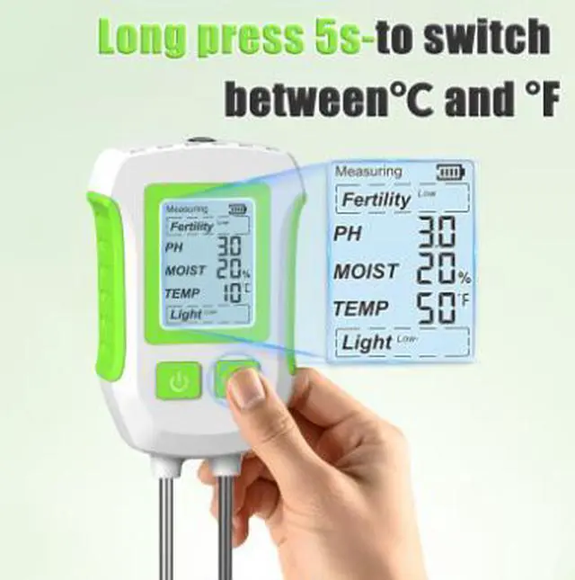 Alt view image 3 of 5 - High-precision 5-in-1 soil testing instrument - dual-needle high-precision moisture meter for temperature, humidity, pH, fertility and light intensity measurement