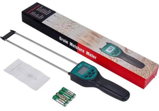 Main image of Grain moisture and humidity tester, rice, barley, sesame moisture measuring instrument, digital display, handheld probe, voice announcement