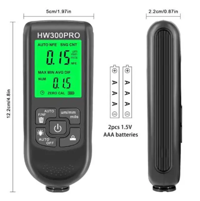 Alt view image 5 of 7 - HW-300PRO High Precision Coating Thickness Gauge, Anti-Slip Paint Film Tester, Dry Film Thickness Gauge, Thickness Measuring Instrument, Thickness Gauge