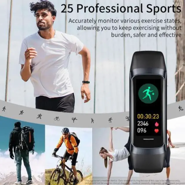 Alt view image 5 of 5 - C60 Intelligent Fitness Bracelet for Heart Rate Monitoring, Shockproof, Counting Steps, Sleep Reminder, Bluetooth Smart Bracelet