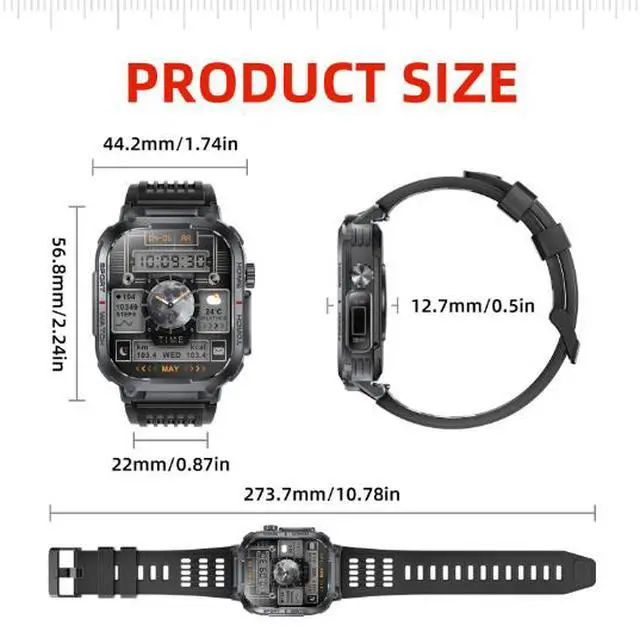 Alt view image 5 of 5 - New outdoor sports smartwatch S320B - Bluetooth calling, sports watch with compass, 3ATM water resistance