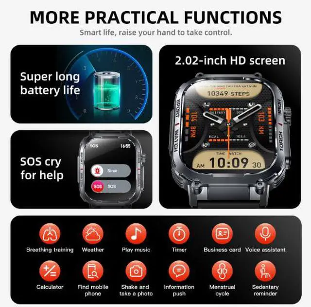 Alt view image 4 of 5 - New outdoor sports smartwatch S320B - Bluetooth calling, sports watch with compass, 3ATM water resistance