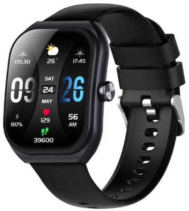 Alt view image 5 of 6 - New curved screen smartwatch with Bluetooth calling function, IP68 water-resistant, continuous heart rate monitor and blood oxygen sensor Silver