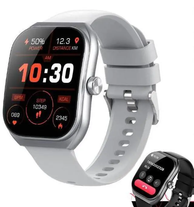 Main image of New curved screen smartwatch with Bluetooth calling function, IP68 water-resistant, continuous heart rate monitor and blood oxygen sensor Silver