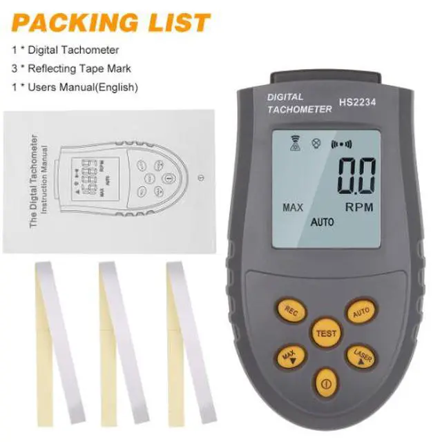Alt view image 4 of 5 - HS2234 Non-contact Laser Speed Meter Digital Motor Speed Measuring Instrument Photoelectric Speed Meter