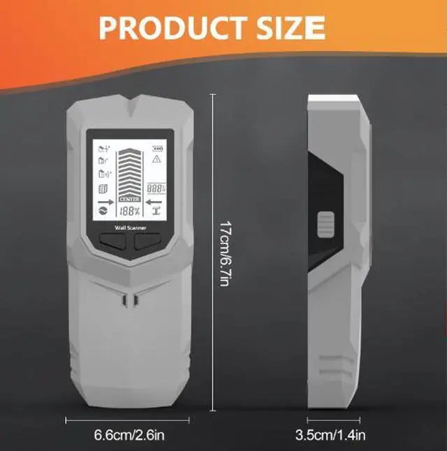 Alt view image 3 of 6 - New model multi-functional wall detector - stud detector - wire detector - wall metal detector Grey