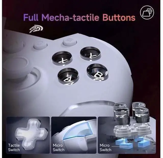 Alt view image 7 of 7 - EasySMX X20 Wireless Gaming Controller with RGB Backlit, 2-Stage Hall Effect Stick, 1000Hz Polling Rate, 6-Axis Gyro on Multi-Platform, Mech Buttons- Compatible with PC/Switch/Steam/Android