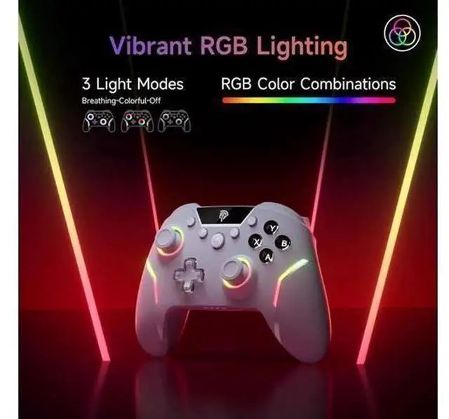 Alt view image 2 of 7 - EasySMX X20 Wireless Gaming Controller with RGB Backlit, 2-Stage Hall Effect Stick, 1000Hz Polling Rate, 6-Axis Gyro on Multi-Platform, Mech Buttons- Compatible with PC/Switch/Steam/Android