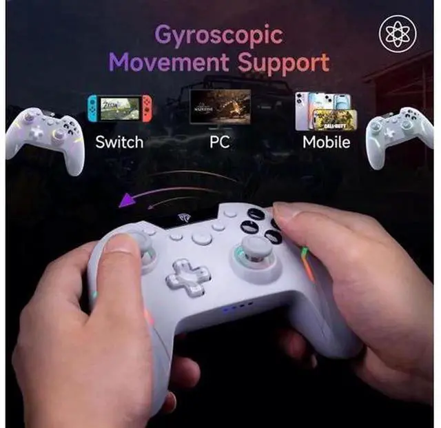 Alt view image 6 of 7 - EasySMX X20 Wireless Gaming Controller with RGB Backlit, 2-Stage Hall Effect Stick, 1000Hz Polling Rate, 6-Axis Gyro on Multi-Platform, Mech Buttons- Compatible with PC/Switch/Steam/Android
