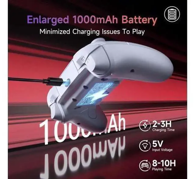 Alt view image 5 of 7 - EasySMX X20 Wireless Gaming Controller with RGB Backlit, 2-Stage Hall Effect Stick, 1000Hz Polling Rate, 6-Axis Gyro on Multi-Platform, Mech Buttons- Compatible with PC/Switch/Steam/Android