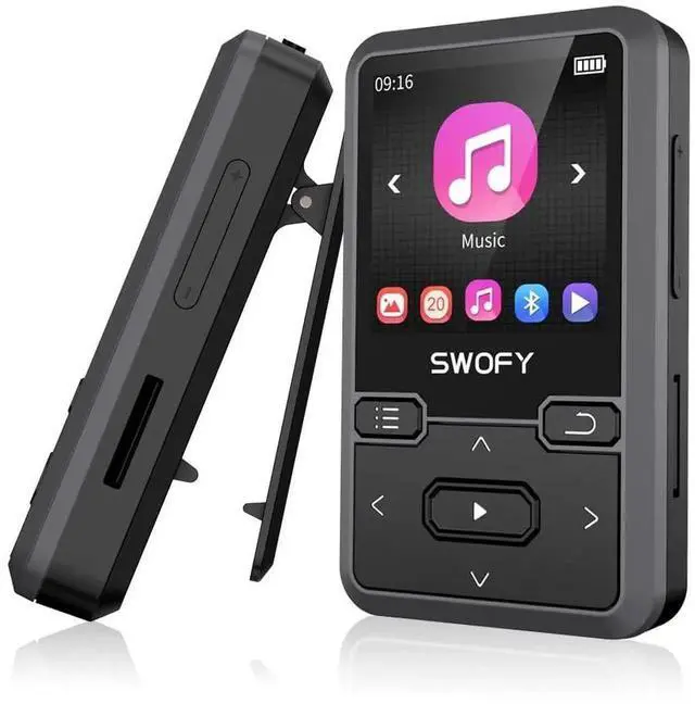 Main image of 32GB Clip Mp3 Player with Bluetooth 5.0, Mini Portable Wearable Mp3 Player with FM Radio Recording, Music mp3 Player for Kids with Pedometer Mp3 and Mp4 Player, Max 128GB TF Card (Black)
