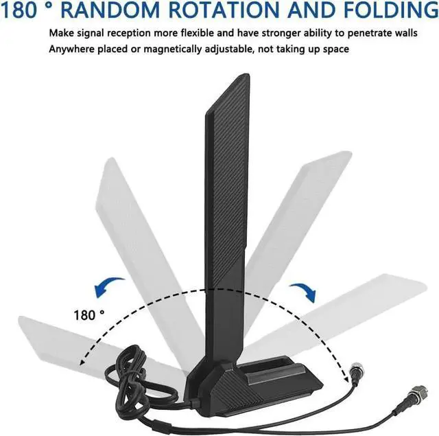 Alt view image 4 of 5 - WiFi 6 6E Tri-Band Antenna 6GHz 5.8GHz 2.4GHz Magnetic Base Replacement Antenna for PC Desktop Computer Asus Rog Strix Gigabyte Aorus Gaming WiFi Motherboard Card WiFi Antenna pc
