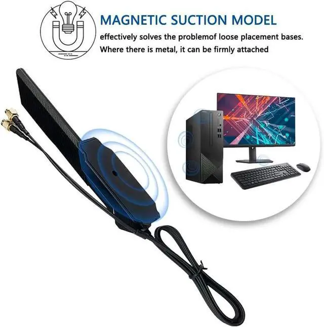 Alt view image 5 of 5 - WiFi 6 6E Tri-Band Antenna 6GHz 5.8GHz 2.4GHz Magnetic Base Replacement Antenna for PC Desktop Computer Asus Rog Strix Gigabyte Aorus Gaming WiFi Motherboard Card WiFi Antenna pc