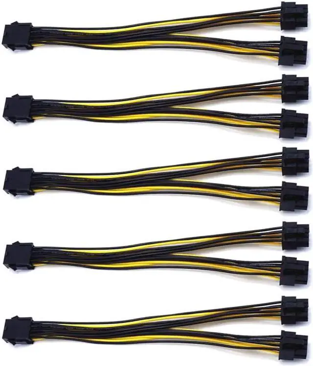Main image of 5-Pack PCI-E 8Pin to 2X 8 Pin (6+2) Power Splitter Cable for PCIE PCI Express Image Card Y - Splitter Extension Cable