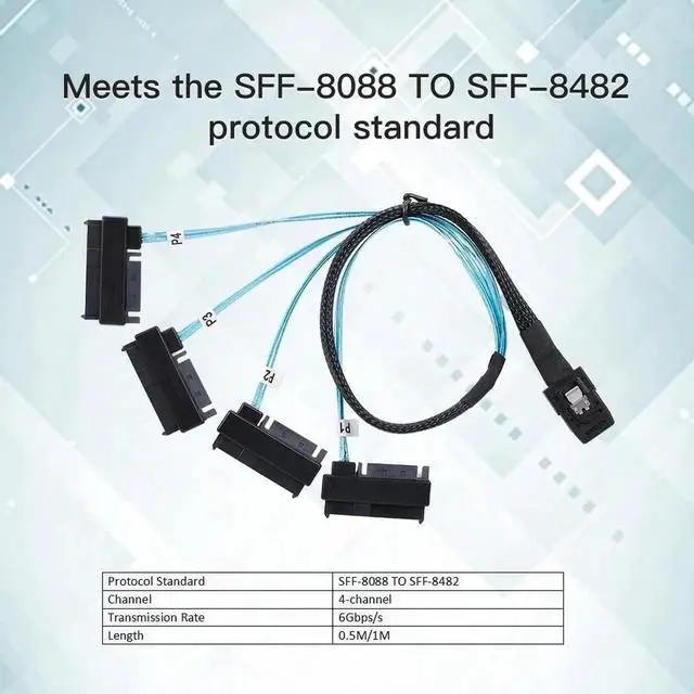 Alt view image 3 of 7 - Shenzhong LSI / 3Ware Molex mini SAS SFF-8087 to SFF-8482 and power x4 SAS cable