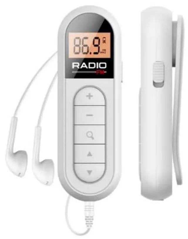 Alt view image 3 of 4 - Rechargeable mini portable radio, small pocket-sized, compact, portable, for the elderly, with FM frequency band and back clip for meetings