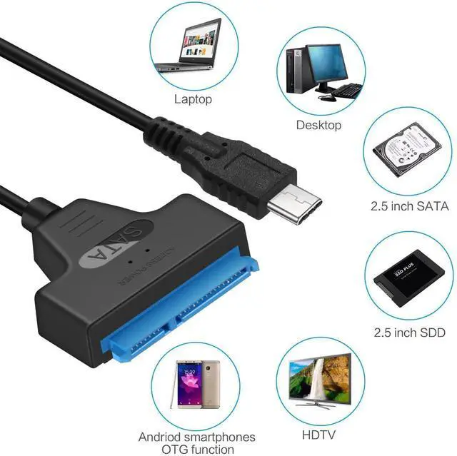 Alt view image 2 of 5 - USB 3.0 SATA 3 Cable Sata to USB 3.0 Adapter Up to 6 Gbps Support 2.5 Inches External HDD SSD Drive 22 Pin Sata III Cable To Type-c