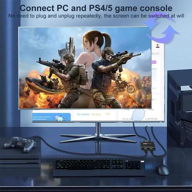Alt view image 6 of 7 - HDMI2.1 2 x 1 Switch Ultra HD 8K@60Hz 4K@120Hz Switcher Splitter For 2 Sources to 1 Display