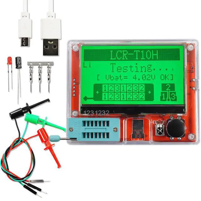 Alt view image 5 of 5 - Multifunctional large-screen graphic display, transistor resistance and capacitance MOS tester LCR-T10H with lithium battery