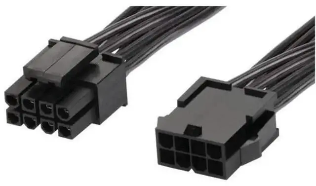 Alt view image 2 of 2 - 34cm (13.3 Inch) Black Sleeved PCIe 8 Pin Female to CPU 8 Pin (4+4 Detachable) EPS 12V Power Adapter Cable