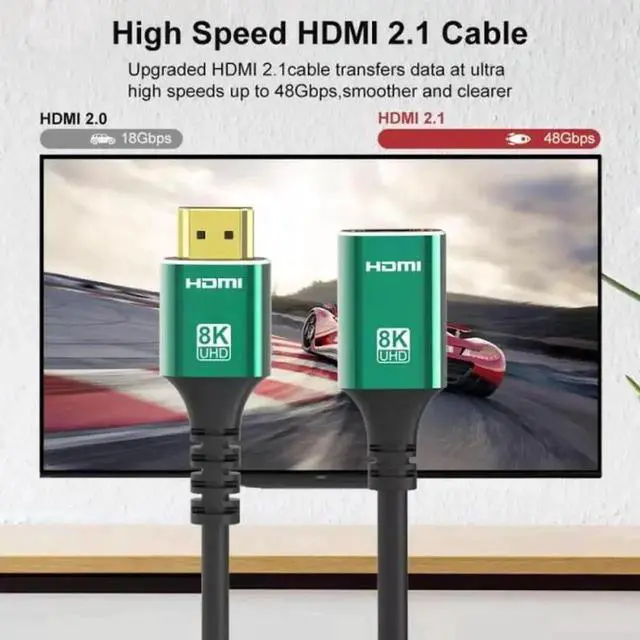 Alt view image 7 of 7 - Cable HDMI 2.1 Extension Cable Male to Female Ultra-HD UHD 8K 60hz 4K 120hz Cable 48Gbs with Audio & Ethernet HDMI Cord