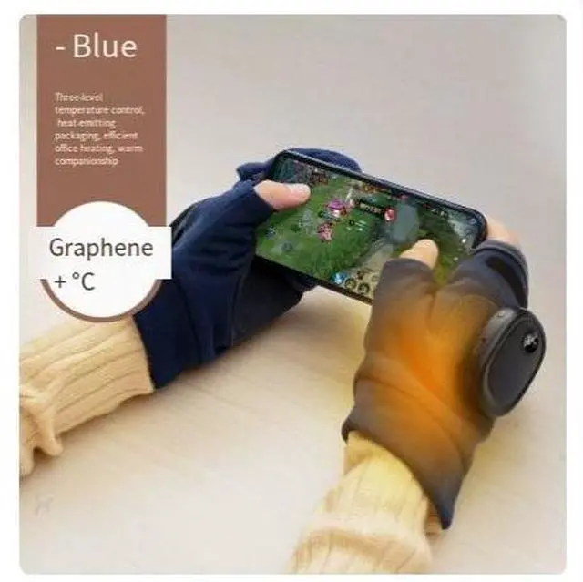 Main image of Graphene heating gloves - Portable winter men's and women's cycling gloves for motorcycle warmth - Hand-held warming device - Baby-friendly blue