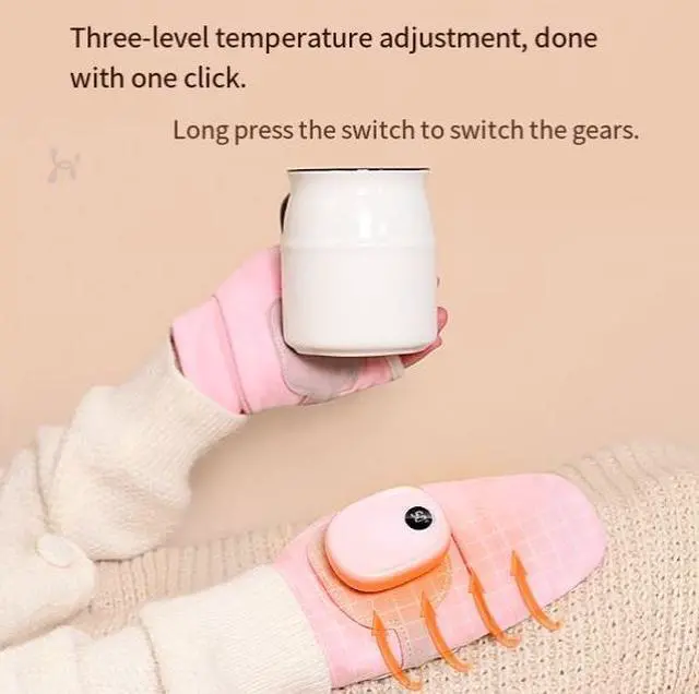 Alt view image 3 of 5 - Graphene heating gloves - Portable winter men's and women's cycling gloves for motorcycle warmth - Hand-held warming device - Baby-friendly blue