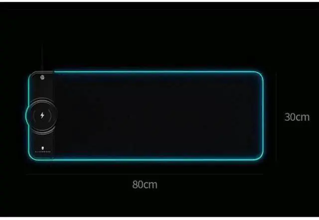 Alt view image 2 of 6 - Alienware 800×300 Illuminated Gaming Mouse Pad Keyboard Desk Pad 15W Wireless Charging