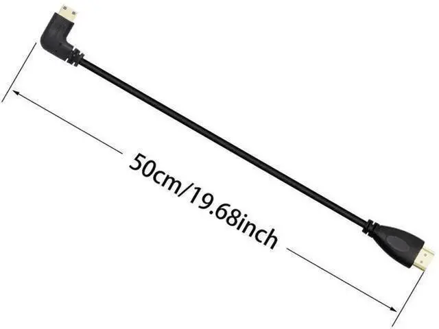 Alt view image 4 of 6 - 50cm (19.6 Inch) Left Angle Mini HDMI Male to Standard HDMI Male High Speed Cable, Gold-Plated Contacts, Black
