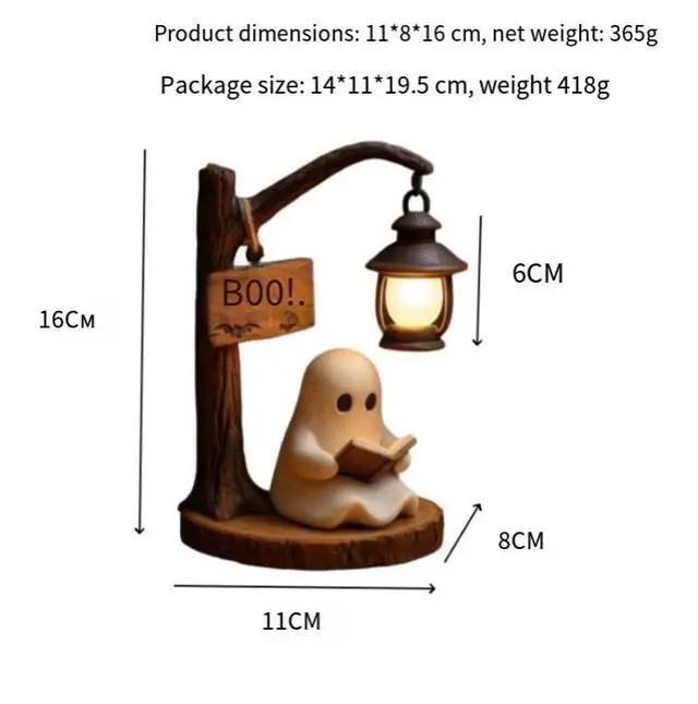 Alt view image 2 of 4 - Cute Ghost Reading Lantern - Halloween Ghost Spirit Reading and Reading Book Decoration Item