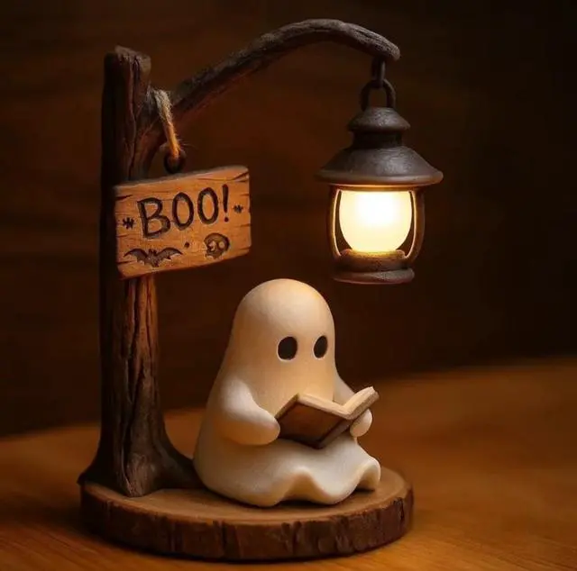 Alt view image 3 of 4 - Cute Ghost Reading Lantern - Halloween Ghost Spirit Reading and Reading Book Decoration Item