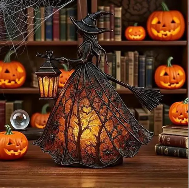 Alt view image 3 of 4 - Halloween Witch Lamp - Witch Table Lamp for Halloween Decoration Set