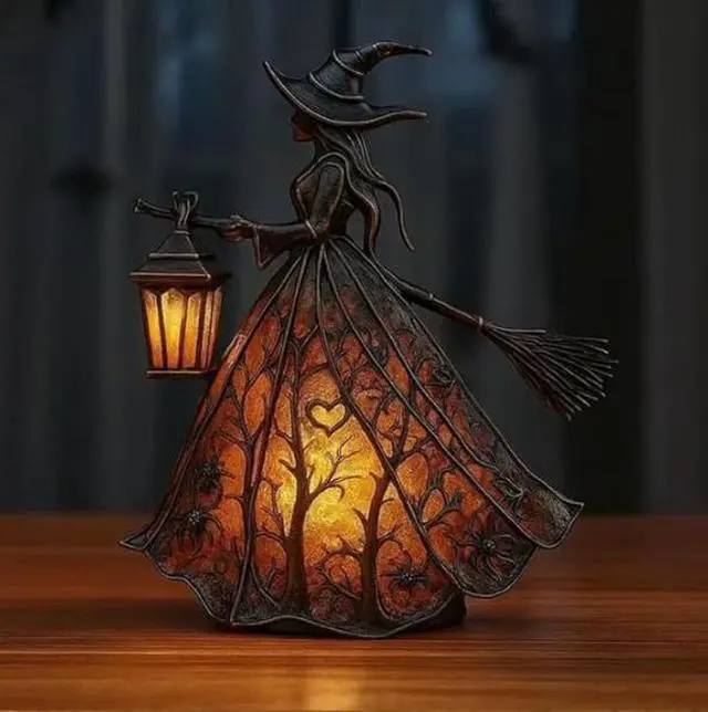 Alt view image 4 of 4 - Halloween Witch Lamp - Witch Table Lamp for Halloween Decoration Set