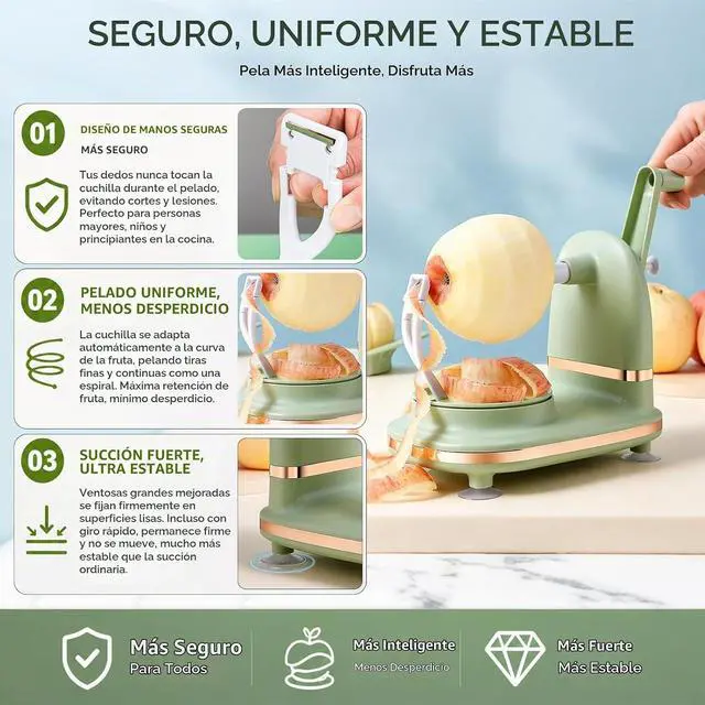 Alt view image 3 of 6 - Cortador pelador de manzana con 2 cuchillas para cocina casera