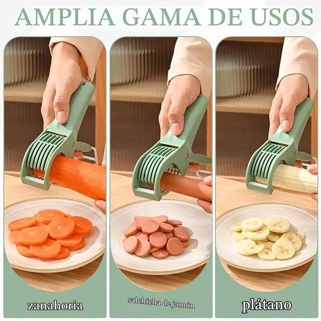 Alt view image 4 of 6 - Cortadora manual de alimentos, rebanadora multifuncional de plátano y cortador de verduras