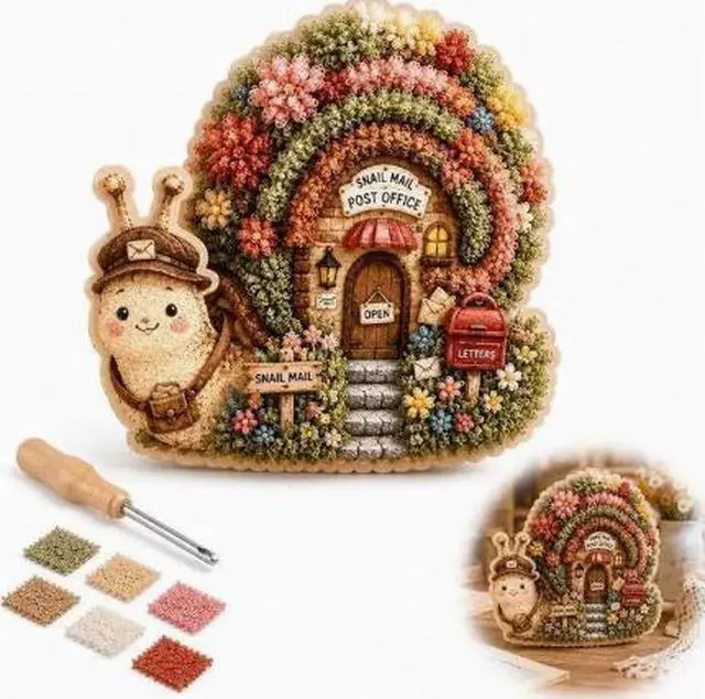 Main image of Whimsical Village 3D Fabric Poke Art Kit - A delightful 3D fabric poke art kit for kids. Bdiy