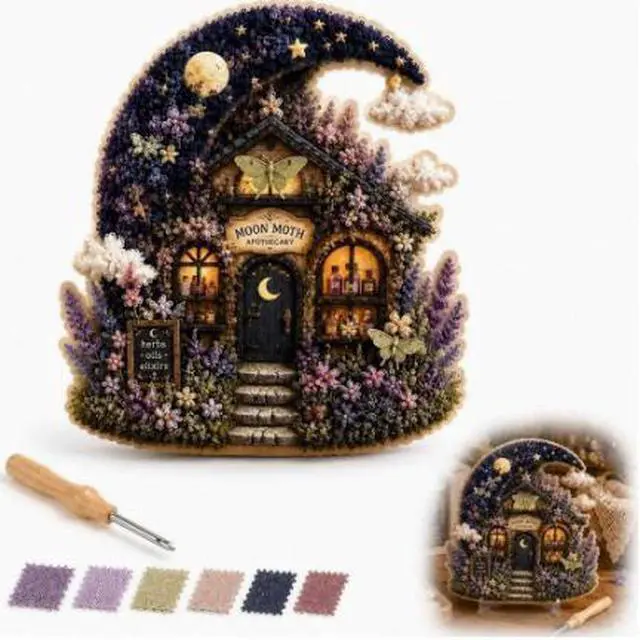Main image of Whimsical Village 3D Fabric Poke Art Kit - A delightful 3D fabric poke art kit for kids. Ddiy