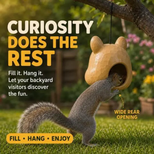 Alt view image 2 of 4 - Squirrel Head Feeder - Hanging Animal Feeder with Plastic Construction blue