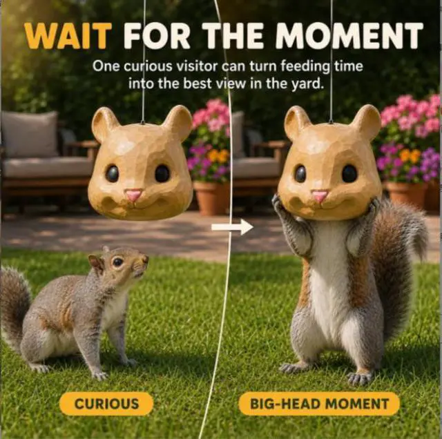 Alt view image 3 of 4 - Squirrel Head Feeder - Hanging Animal Feeder with Plastic Construction blue