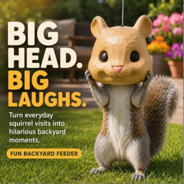 Alt view image 4 of 4 - Squirrel Head Feeder - Hanging Animal Feeder with Plastic Construction blue