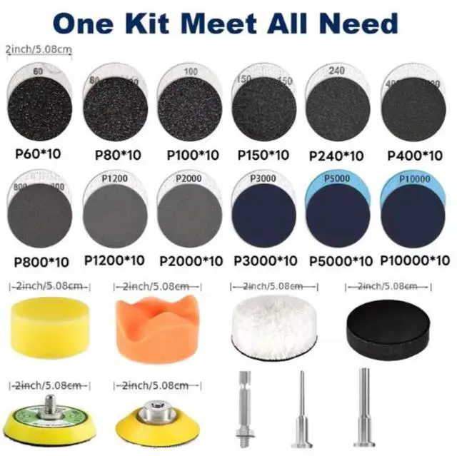 Alt view image 5 of 5 - 129 sets of 2-inch dual-purpose silicon carbide sandpaper for grinding and polishing set. Grind size: 60 - 10,000.