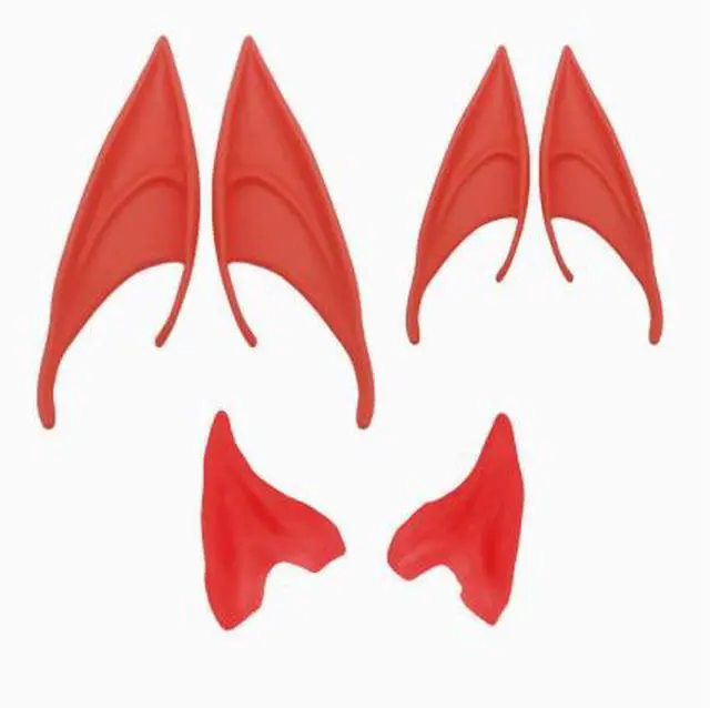 Alt view image 3 of 3 - Halloween Spirit Makeup Ear Props - Avatar Spirit Ears, Fairy, Monster Latex Fake Ears-3piece set(One red, one blue, and one green.)