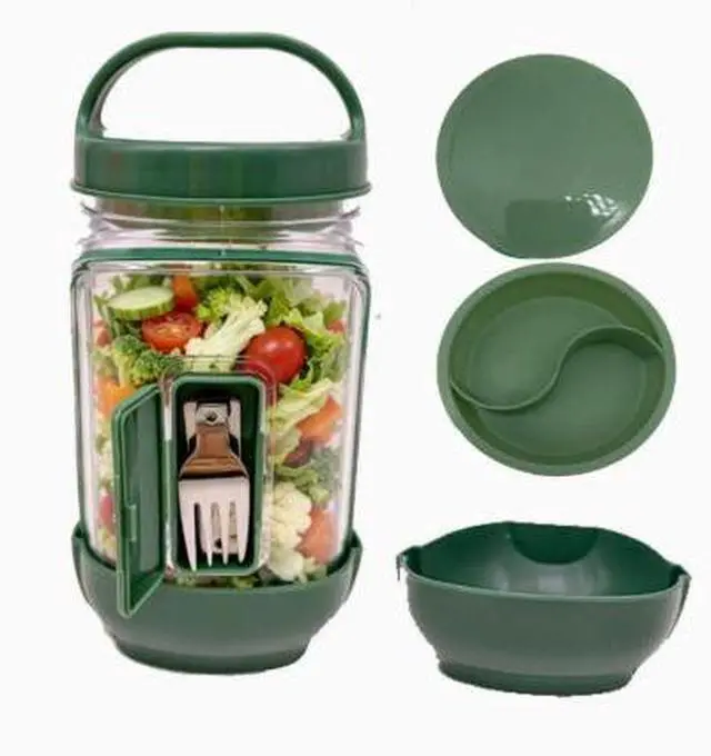 Main image of Saladkind Salad Pod Built Plastic Side-Opening Cap Salad Storage Container Fresh Food Bottle Sealing Jar--2pc