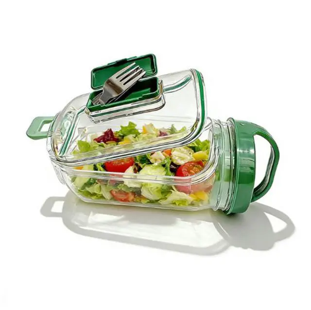 Alt view image 3 of 4 - Saladkind Salad Pod Built Plastic Side-Opening Cap Salad Storage Container Fresh Food Bottle Sealing Jar--2pc