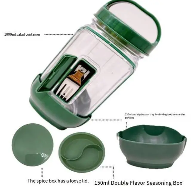 Alt view image 2 of 4 - Saladkind Salad Pod Built Plastic Side-Opening Cap Salad Storage Container Fresh Food Bottle Sealing Jar--2pc